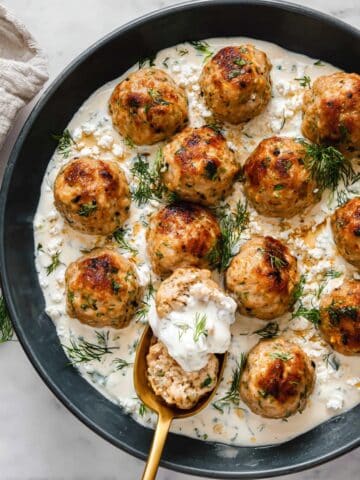 Mediterranean Chicken Meatballs with Feta and Yogurt Dipping Sauce Recipe
