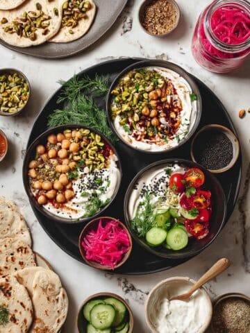 Savory Greek Yogurt Bowl with Chickpeas, Tomatoes, and Pickled Red Onions Recipe