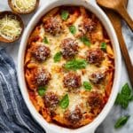 Baked Meatball Casserole with Ziti and Mozzarella Recipe