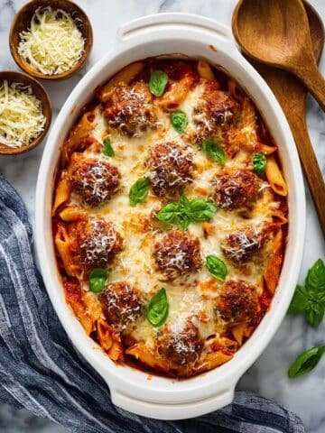 Baked Meatball Casserole with Ziti and Mozzarella Recipe