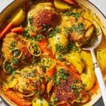 Saffron Chicken with Roasted Vegetables and Cilantro Dressing Recipe