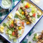 Feta Brined Chicken Skewers with Herby Feta Sauce Recipe