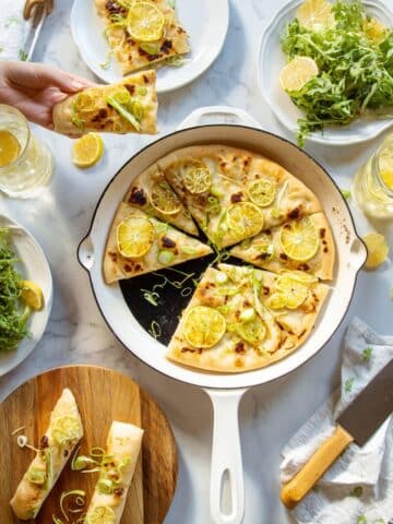 Leek Lemon & Thyme Skillet Focaccia Recipe