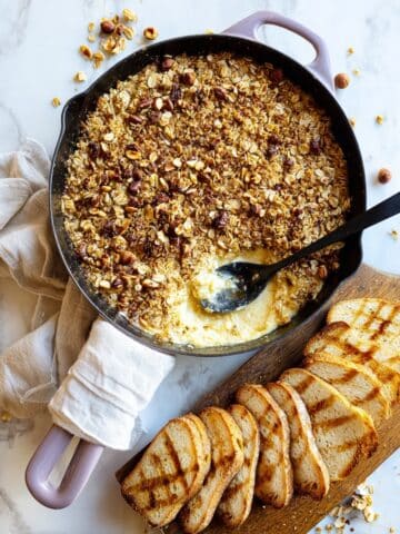 Baked Brie Apple Crisp with Hazelnut Crumble Recipe