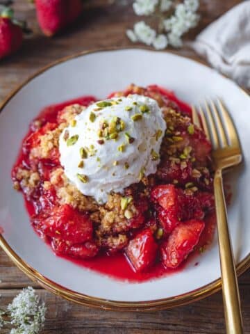 Strawberry Pistachio Crisp with St. Germain Whipped Cream Recipe
