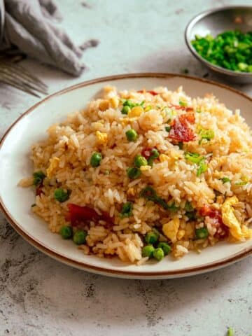 Crispy Bacon Fried Rice with Peas and Green Onions Recipe
