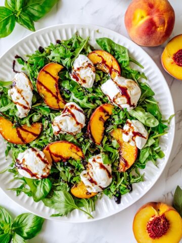 Grilled Peach and Burrata Salad with Balsamic Glaze Recipe