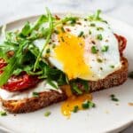 Cottage Cheese Toast with Poached Egg and Roasted Cherry Tomatoes Recipe