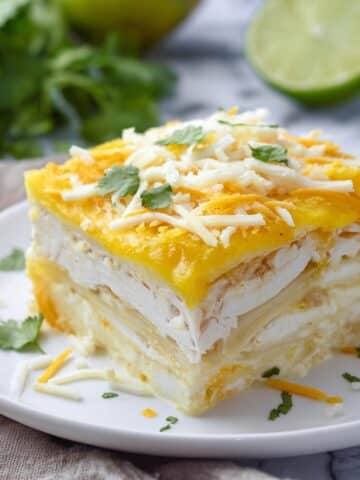 Green Chicken Enchilada Casserole with Avocado Slices Recipe