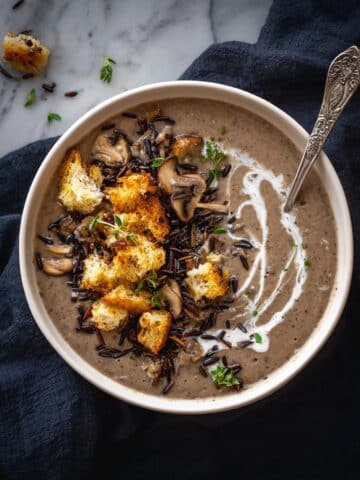 Creamy Mushroom Soup with Black Rice Recipe