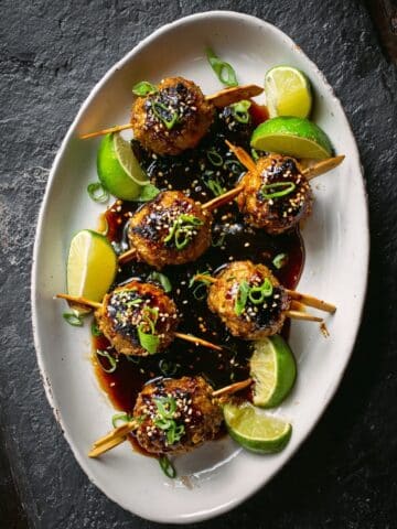 Japanese-Style Chicken (or Turkey) Meatballs (Tsukune) with Savory Soy Glaze Recipe