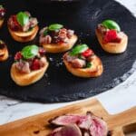Duck Breast Bruschetta with Cherry Tomatoes and Basil Recipe