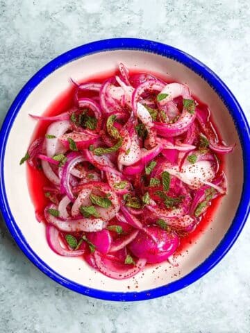 Pickled Red Onion with Sumac, Parsley, and Mint Recipe