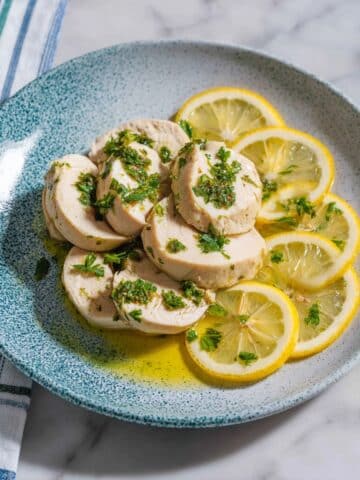 Herb-Infused Poached Chicken Breasts with Lemon and Fresh Herb Dressing Recipe