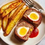 Meatloaf with Hard Boiled Eggs and Savory Tomato Sauce Recipe