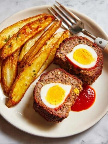 Meatloaf with Hard Boiled Eggs and Savory Tomato Sauce Recipe