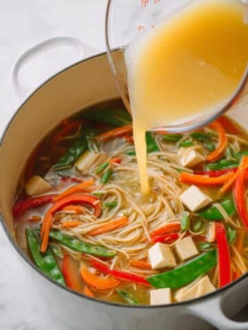 Miso Noodle Soup with Tofu, Vegetables, and Sesame Oil Recipe