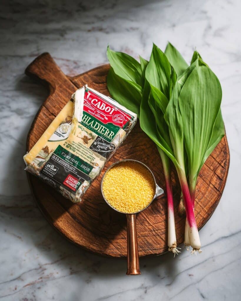 Creamy Cheddar Polenta with Sausage and Charred Ramps – Flavorful Comfort