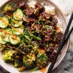 Sheet Pan Spicy Ginger Sesame Beef and Broccoli Recipe