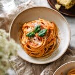 Pink Burrata Pasta with Basil and Parmesan Recipe