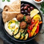 Harissa Meatballs with Whipped Feta and Roasted Veggies Recipe