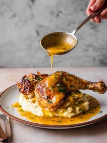 Roasted Half Chicken with Lemon Garlic Pan Sauce Recipe