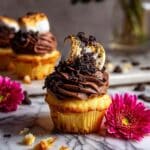 Vanilla Bean Cupcakes with Whipped Chocolate Marshmallow Frosting Recipe