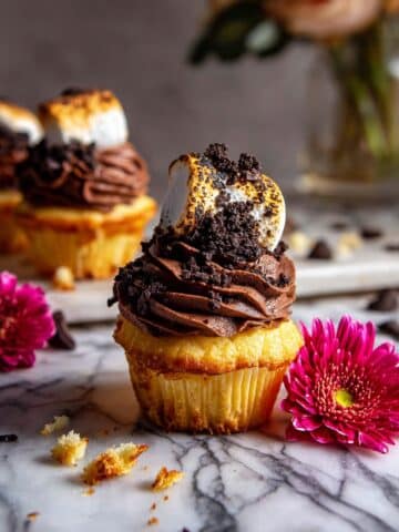 Vanilla Bean Cupcakes with Whipped Chocolate Marshmallow Frosting Recipe