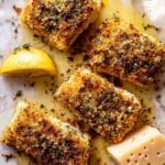 Parmesan Garlic Butter Crusted Halibut Recipe