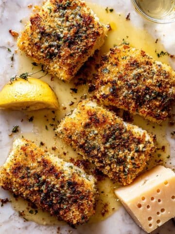 Parmesan Garlic Butter Crusted Halibut Recipe