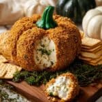 Pumpkin-Shaped Cheddar and Ranch Cheese Ball Recipe