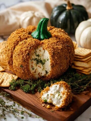 Pumpkin-Shaped Cheddar and Ranch Cheese Ball Recipe