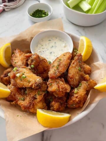 Crispy Lemon Pepper Wings with Buttermilk Ranch Dip Recipe