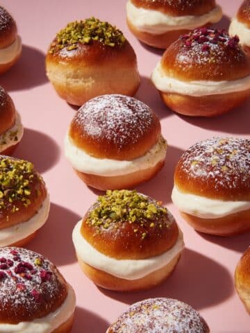 Lemon and Elderflower Maritozzi with Pistachio and Raspberry Recipe