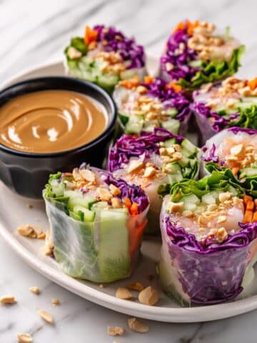 Spring Rolls with Shrimp and Fresh Vegetables with Peanut Dipping Sauce Recipe
