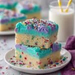 Unicorn Funfetti Cake Mix Bars with Colored Frosting Recipe