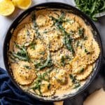 Creamy Lemon Ravioli with Garlic, White Wine, and Rocket Recipe
