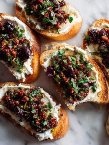 Burrata Crostini with Kalamata Olive Tapenade Recipe