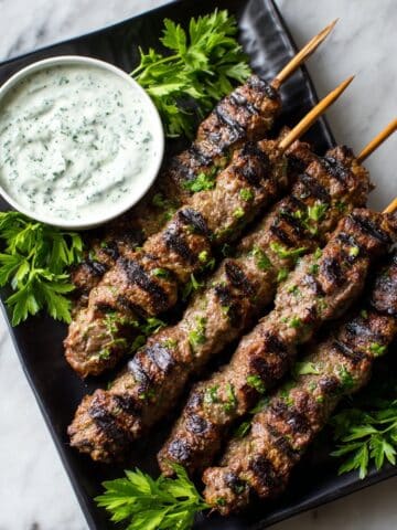 Lamb and Beef Kofta Kebabs with Spicy Tzatziki Sauce Recipe