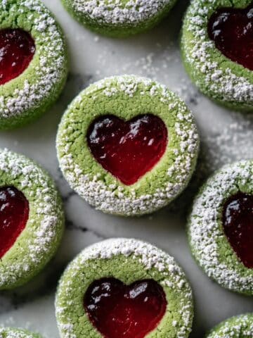 Matcha Thumbprint Cookies with Strawberry Jam Recipe
