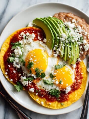 Huevos Rancheros with Spicy Tomato Chipotle Salsa and Fresh Toppings Recipe