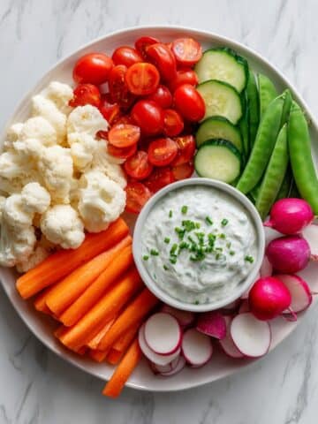 Crudité Platter with Herb-Infused Sour Cream Dipping Sauce Recipe