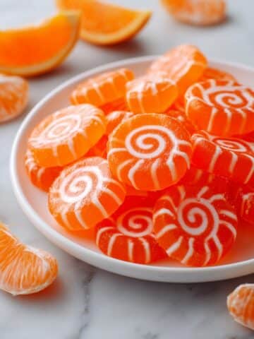 Orange Jelly Candy with Powdered Sugar Sprinkle Recipe