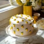 Lemon Layer Cake with Vanilla Cream Cheese Frosting and Lemon Decoration Recipe