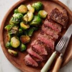 Cowboy Steaks with Roasted Brussels Sprouts Recipe