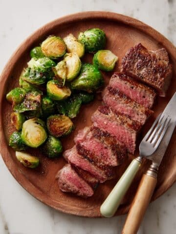 Cowboy Steaks with Roasted Brussels Sprouts Recipe