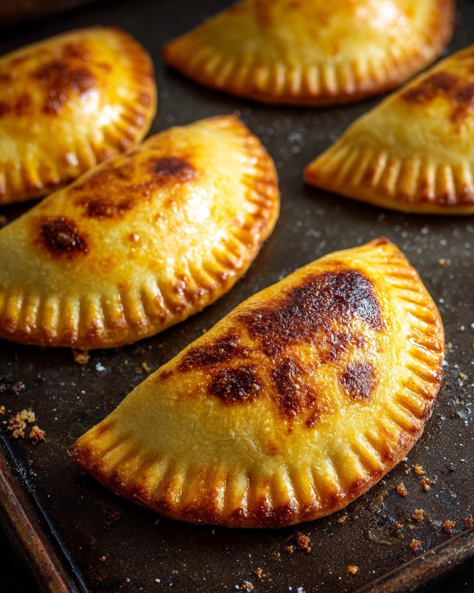 A close-up view of a golden-brown pastry turnover with a flaky, slightly cracked crust showing its thick layers. The pastry is broken open to reveal three main layers inside: soft, chunky yellow potatoes at the bottom, tender cooked ground meat mixed with small pieces of translucent onion in the middle, and small diced orange vegetables on top. The inside looks moist and cooked well, with some visible black pepper seasoning on the potatoes. The background shows a white marbled surface with some pastry crumbs scattered around. Photo taken with an iphone --ar 4:5 --v 7