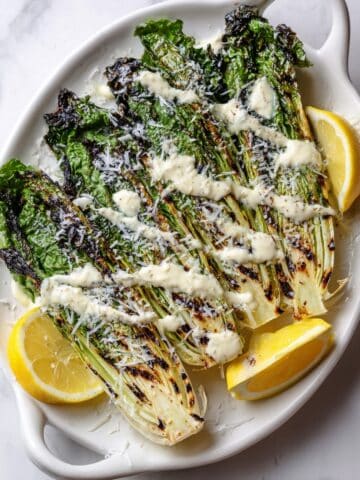 Grilled Romaine with Parmesan Vinaigrette Recipe