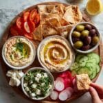 Mezze Platter with Hummus, Baba Ghanoush, and Fresh Veggies Recipe