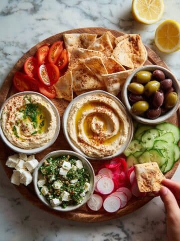 Mezze Platter with Hummus, Baba Ghanoush, and Fresh Veggies Recipe